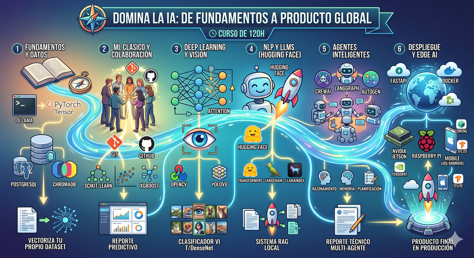 Mapa visual del curso Ciencia de datos e inteligencia artificial